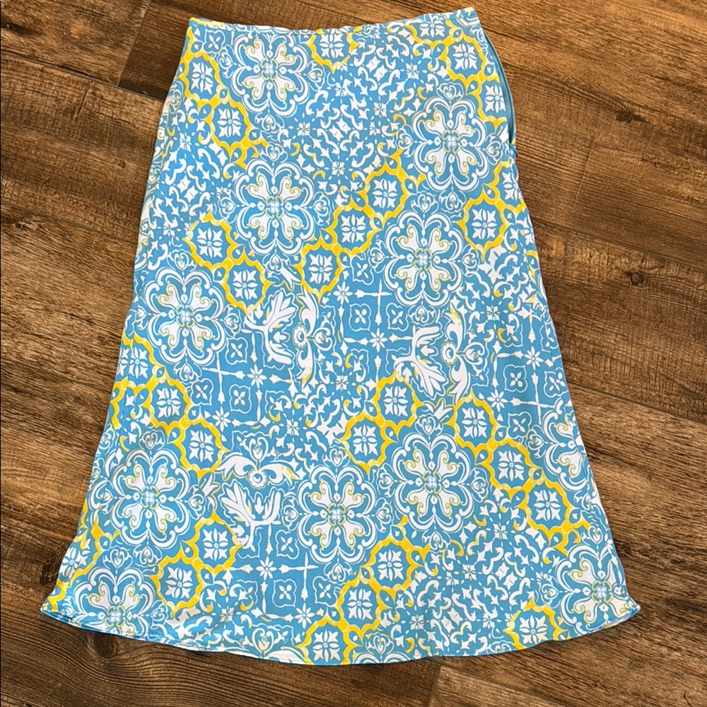 ANN TAYLOR Floral Blue and Yellow Women's Skirt
